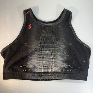 WITH WEAR IT TO HEART Open Back Sports Bra Women's Size Small Black Snakeskin